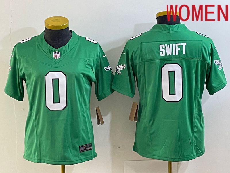 Women Philadelphia Eagles 0 Swift Green 2023 Nike Vapor Limited NFL Jersey style 1